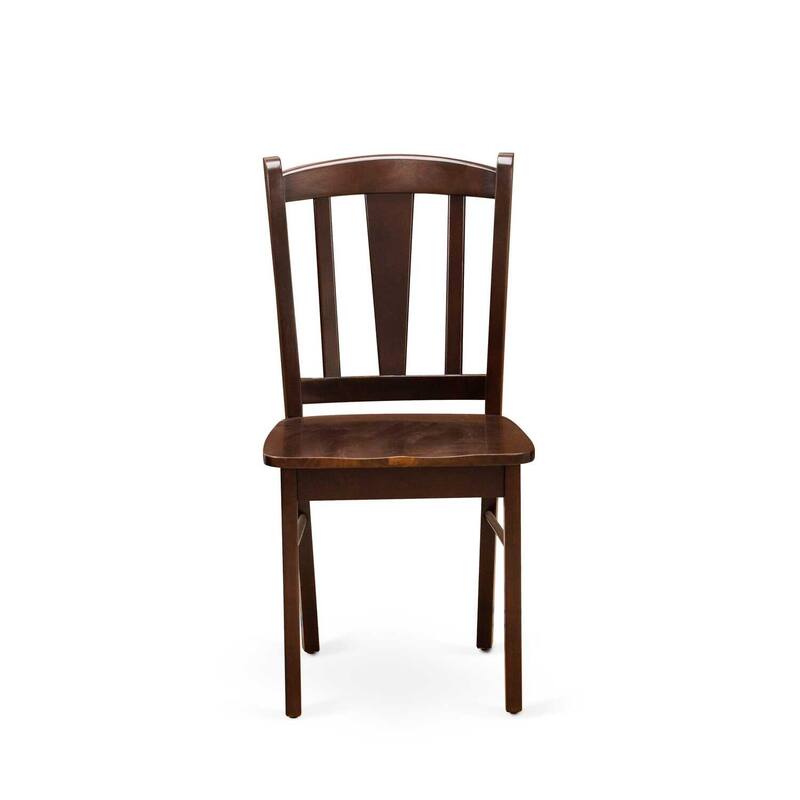 HomeStock 5-Piece Mahogany Finish Solid Wood Top Dining table with 4 Chairs with Drop Leaf Slat Back