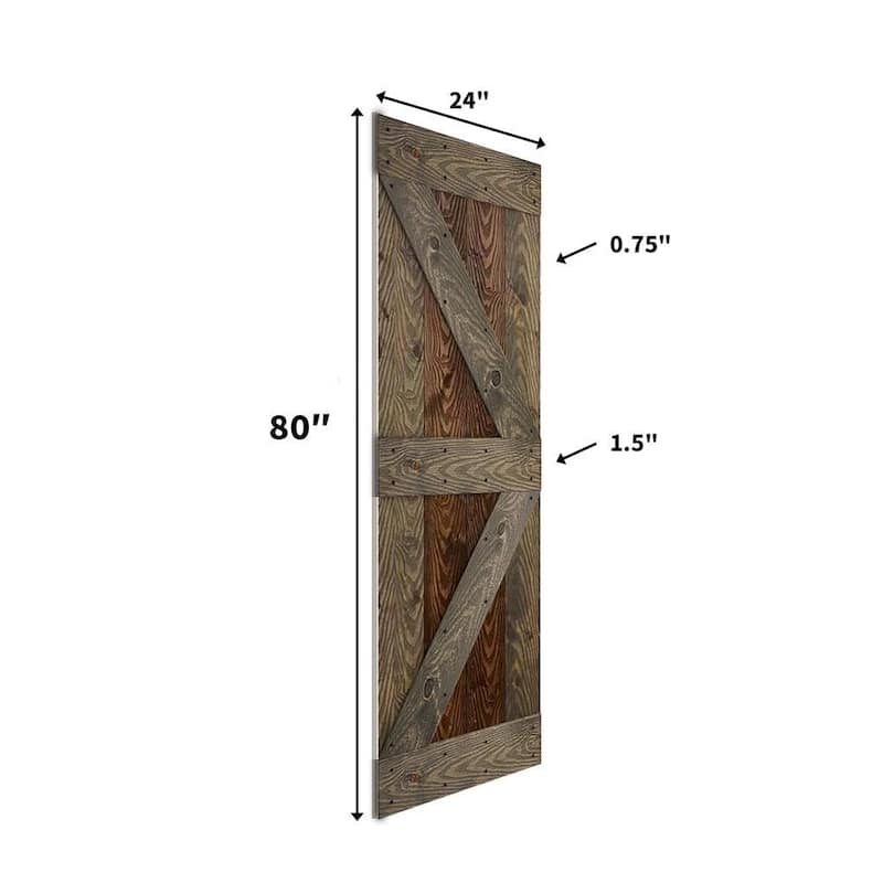 Coast Sequoia 30in./36in./48in. x 80in. Embossing Pine Wood Bi-Fold Barn Door With Sliding Hardware Kit