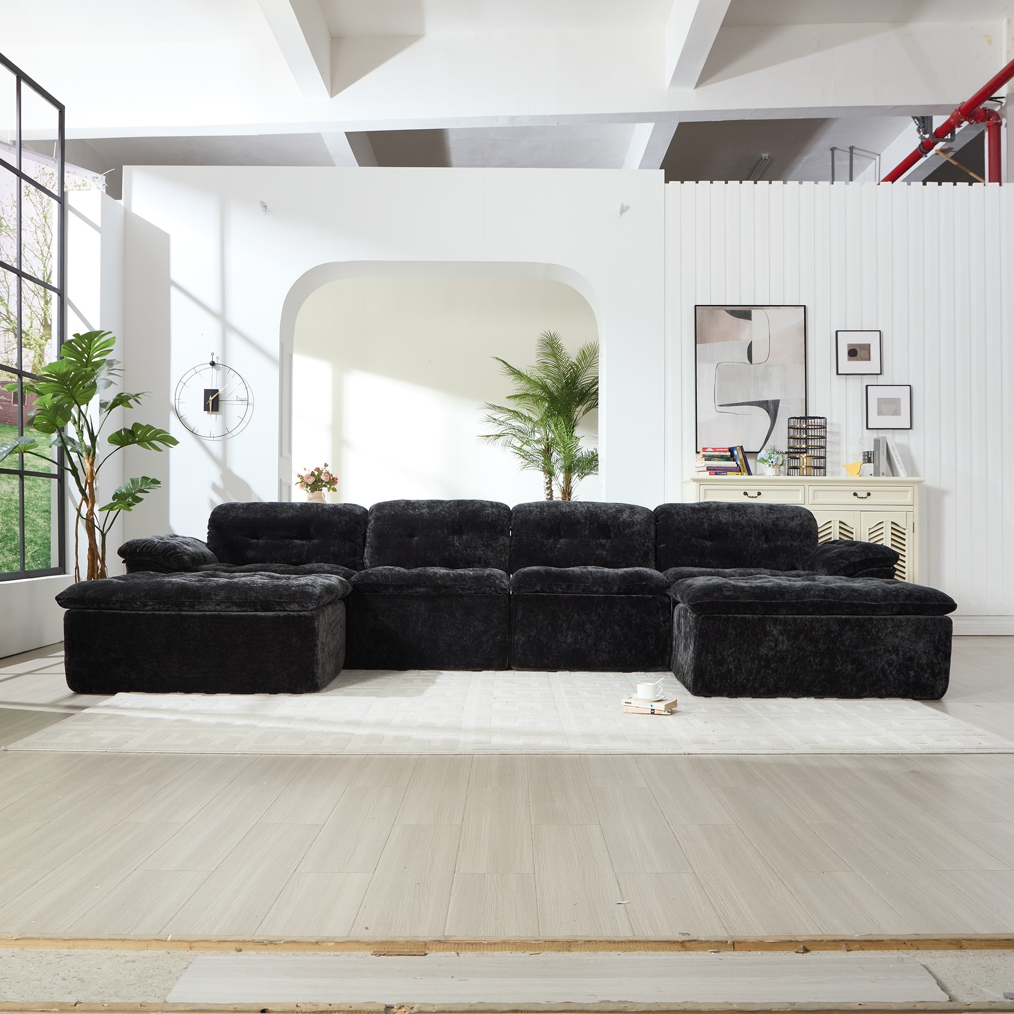 Modular Convertible Cushioned Sleeper Sofa Set