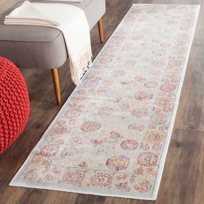 SAFAVIEH Sevilla Alixe Traditional Oriental Viscose Rug - 2'2" x 8' Runner - Silver/Multi