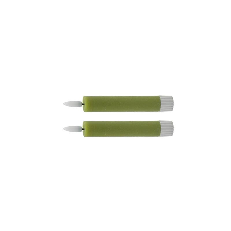 Small LED Flameless Taper Candles - 4.25" - Green - Set of 2