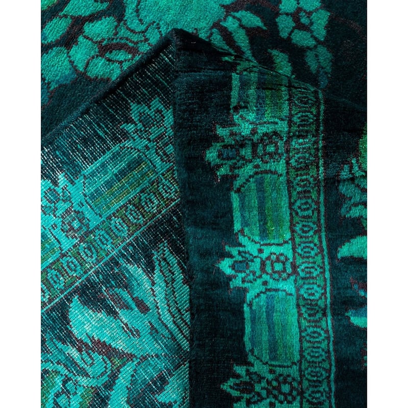 Overton Hand Knotted Wool Vintage Inspired Modern Contemporary Overdyed Blue Area Rug - 6' 2" x 9' 1"
