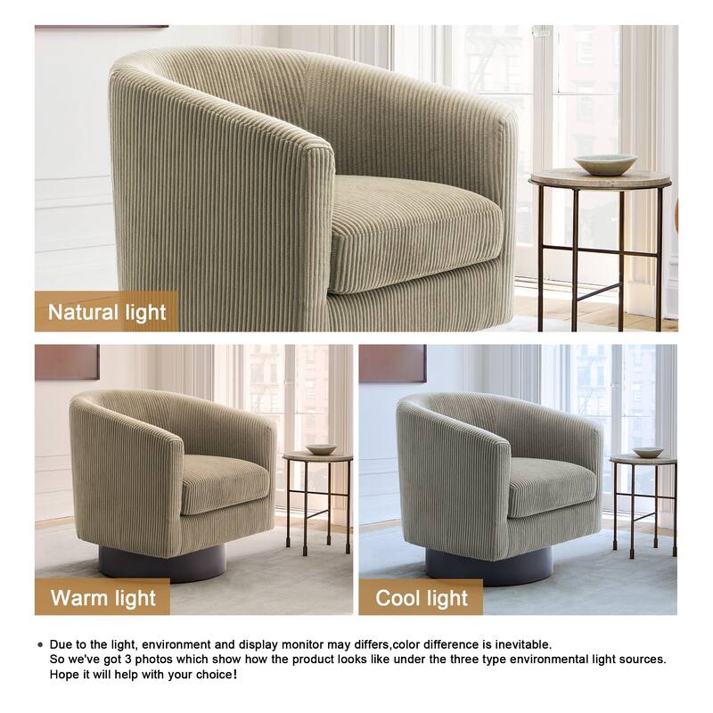 Modern Upholstered Barrel Chair Swivel Accent Chair for Living Room