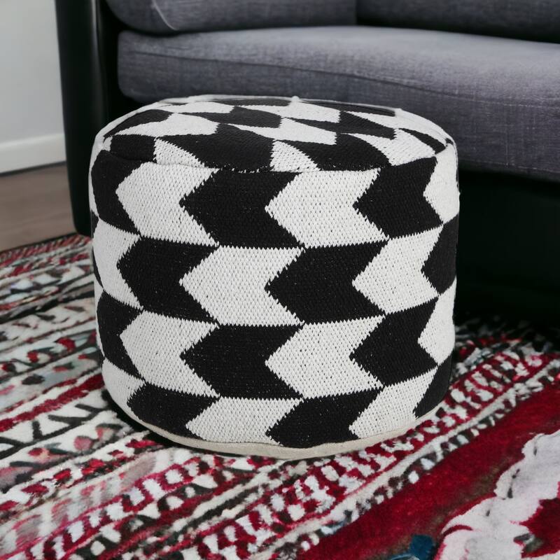 HomeRoots 18" Black Cotton Blend Ottoman