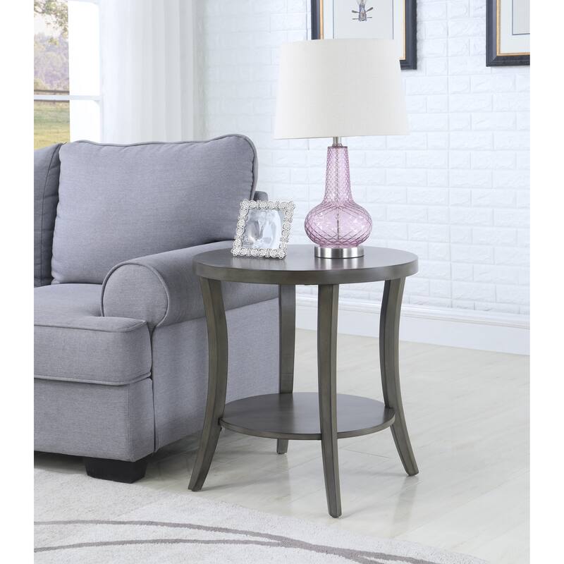 Roundhill Furniture Perth Contemporary Round Shelf End Table