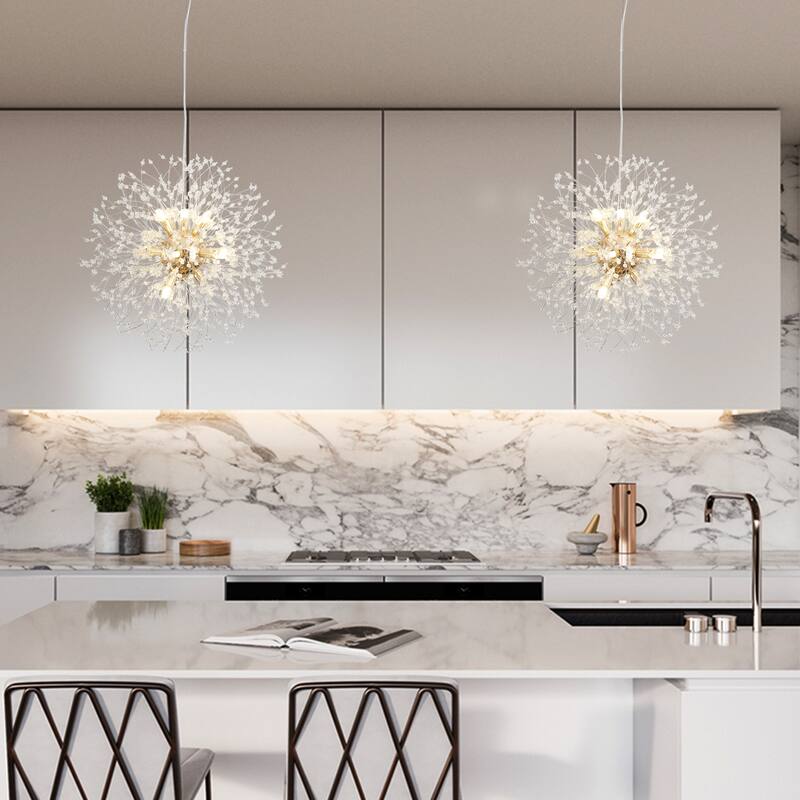 12-Light Linear Foyer Chandelier Lighting with Blowball Accent for Dining Room Kitchen Island