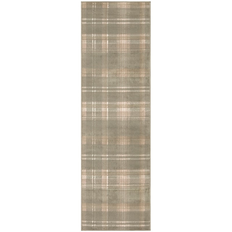 Nourison Grafix Plaid Farmhouse Area Rug - 2' 3" x 10' - Olive