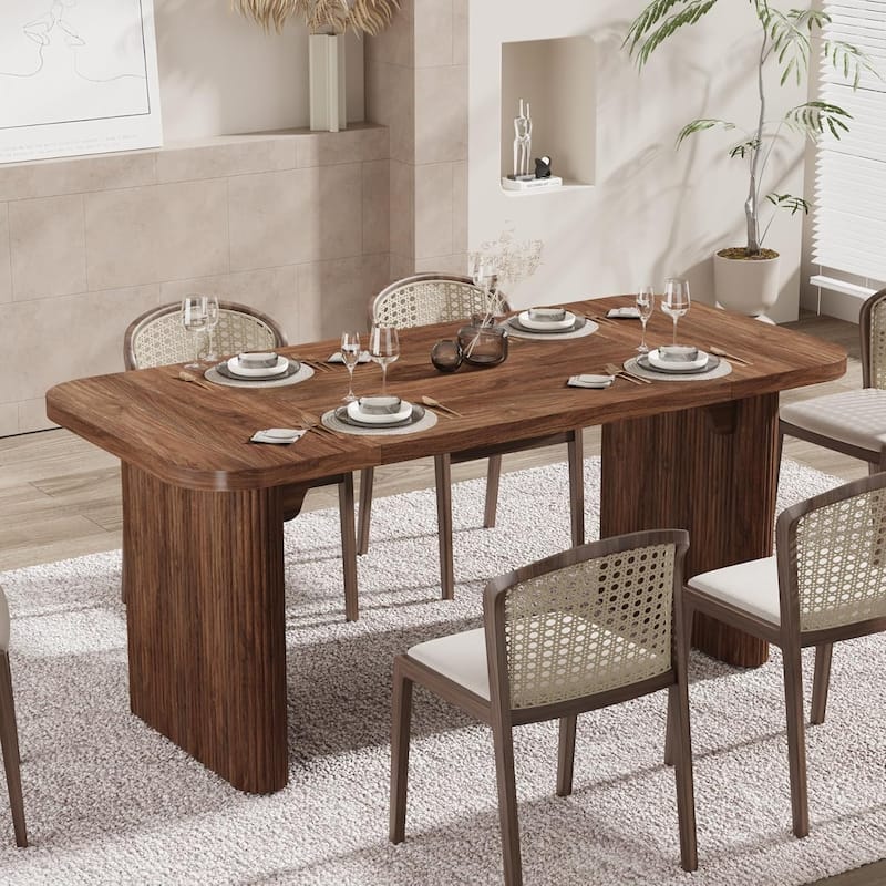 62-Inch Wood Dining Table for 4-6 People Modern Rectangular Kitchen Table for Dining Room Living Room