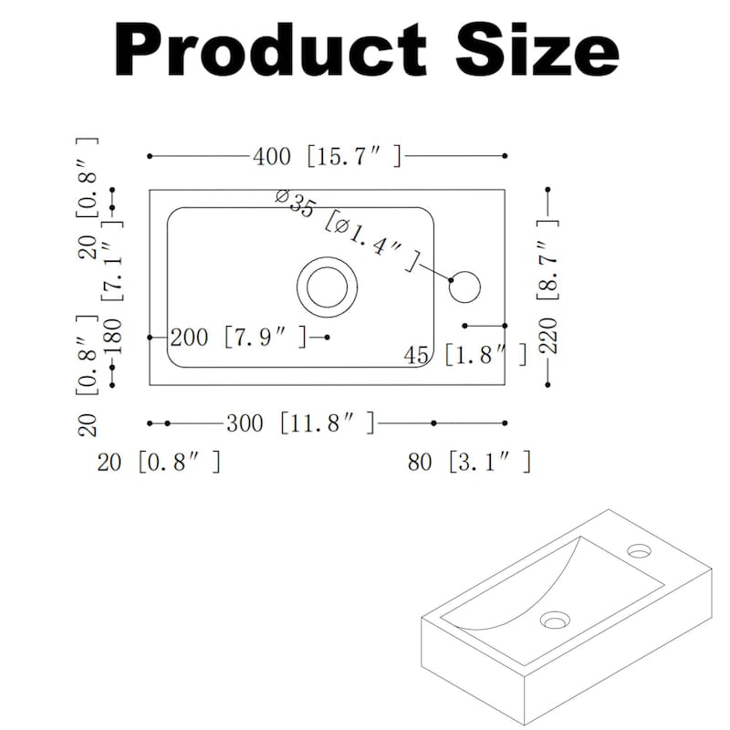 GDF Studio - Zee Modern 16" Small Wall-Mounted Bathroom Vanity with SMC Resin Basin and Soft-Close Door
