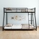 preview thumbnail 1 of 10, Metal Twin over Full Bunk Bed with Sturdy Construction & Secure Guardrail Black