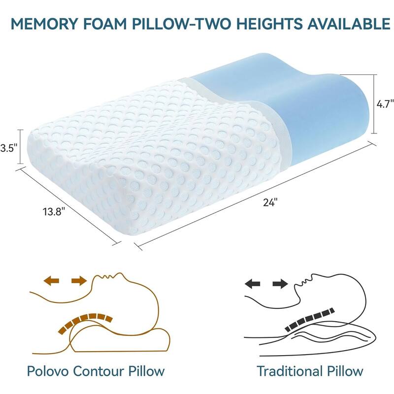 Memory Foam Bed Pillow Cervical Orthopedic Pillow - White