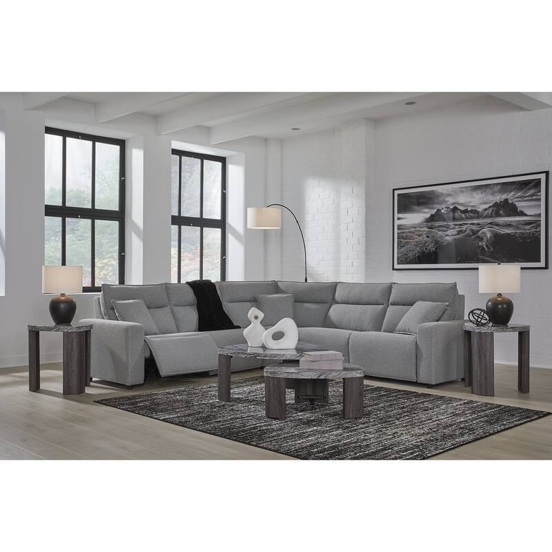 Signature Design by Ashley Modmax Gray 5-Piece Power Reclining Sectional - 125" W x 125" D x 41" H
