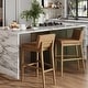 preview thumbnail 78 of 115, Gracie Modern Bar Stool, Boucle Upholstered Chair and Brushed Wooden Legs