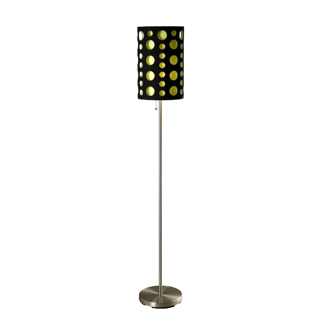 66" Steel Novelty Floor Lamp With Black And Green Drum Shade - 66 X 16 X 16