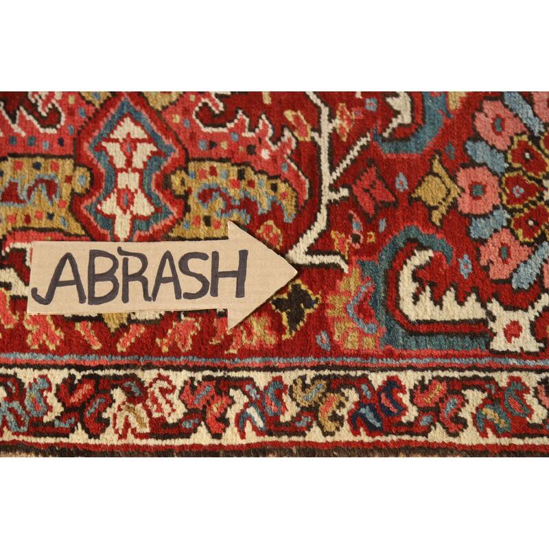 Hand Knotted Oriental 100% Wool Carpet Traditional Medallion Oranges & Rust Heriz (serapi) Area Rug - 12' 4'' X 9' 11''