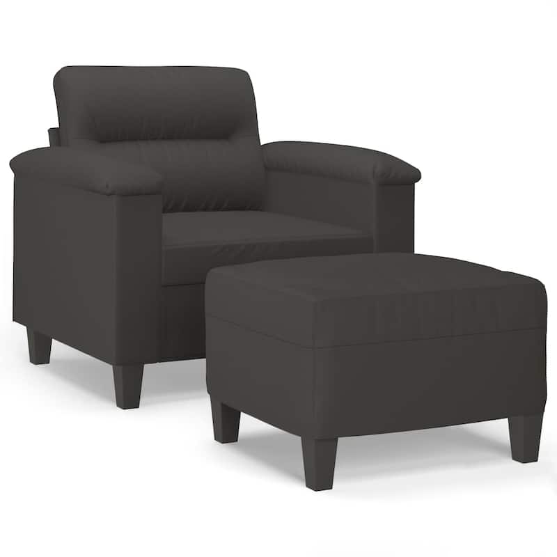 vidaXL Couch Modern Accent Upholstered Chair with Footstool Microfiber Fabric
