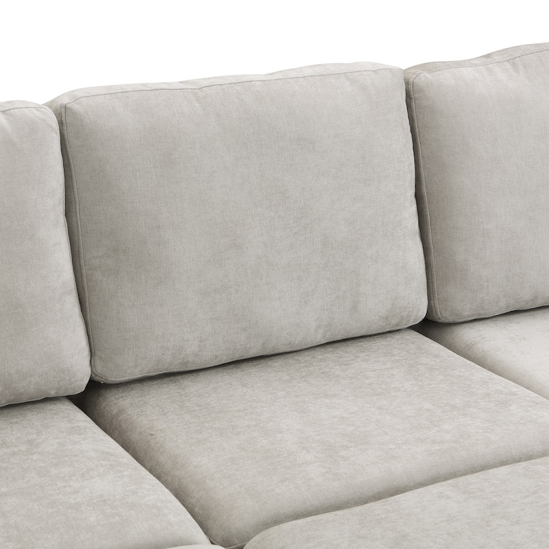 103" 6 Seat Modular Sectional Sofa Set with Ottoman and USB Ports