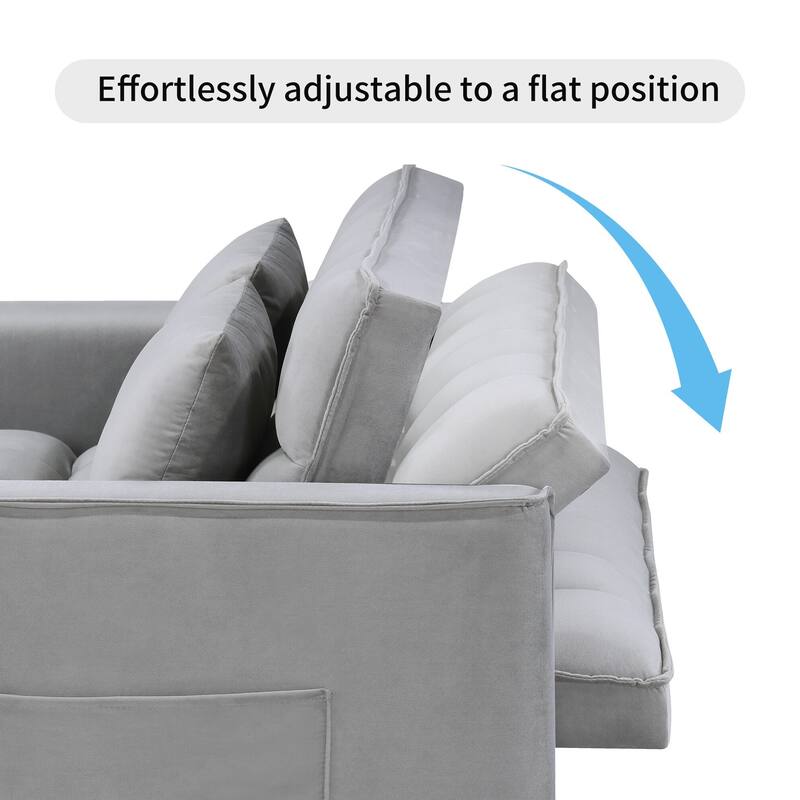 Modern 70" L 3-in-1 Multi-Functional Grey Sleeper Sofa with Iron Frame Pull-Out Loveseat