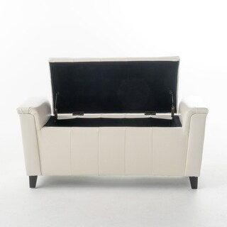Alden Tufted Faux Leather Armed Storage Ottoman Bench by Christopher Knight Home
