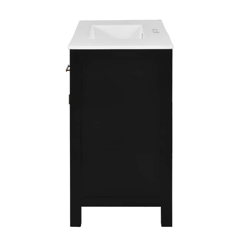 72"Bathroom Vanity with Ceramic Sink Combo Set, Modern Freestanding Single Bathroom Cabinet with 4 Drawers & 2 Cabinets