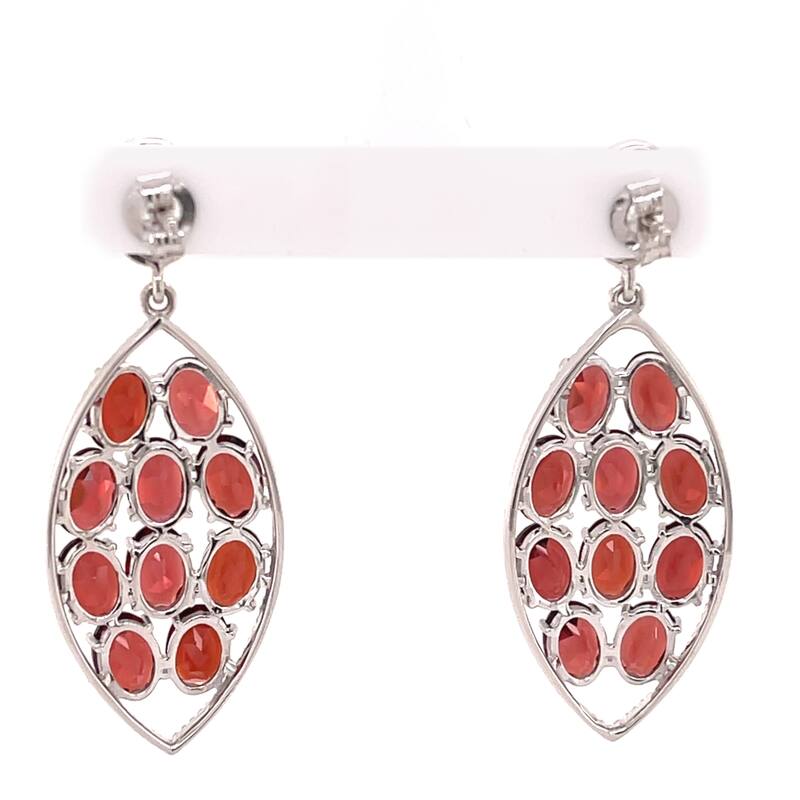 925 Sterling Silver Red Garnet Dangle Earrings
