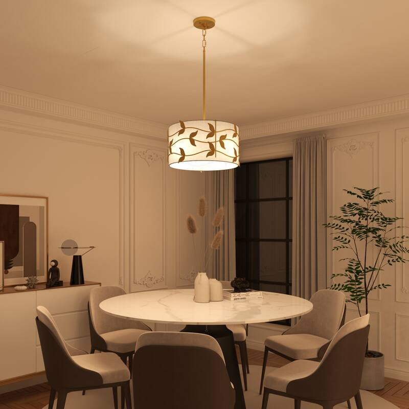 Acroma 4-light Gold/Black Ceiling Cotton Drum Light