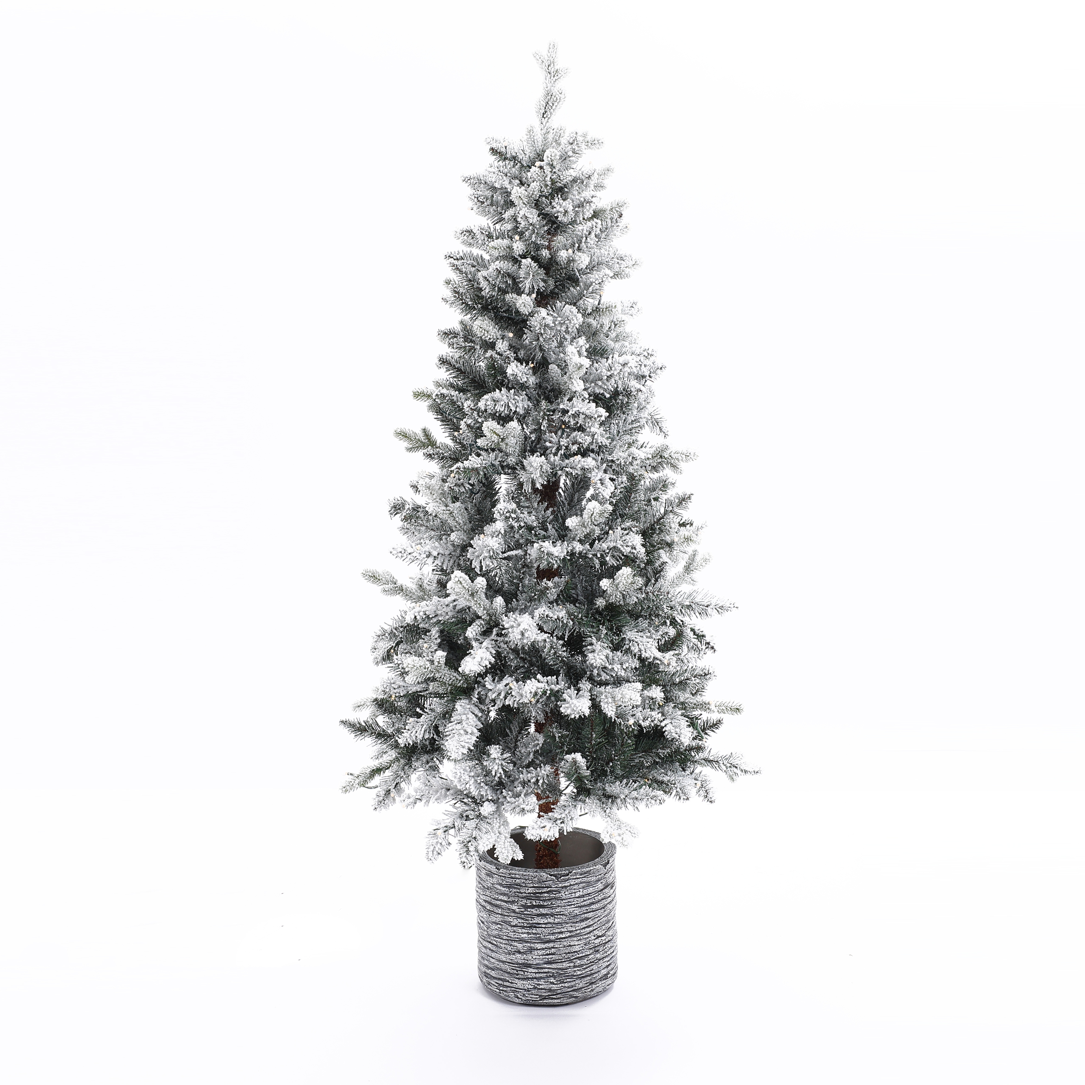 5.6Ft Pre-Lit LED Artificial Slim Fir Christmas Tree with Pot - 66.93" H x 27.56" Diameter