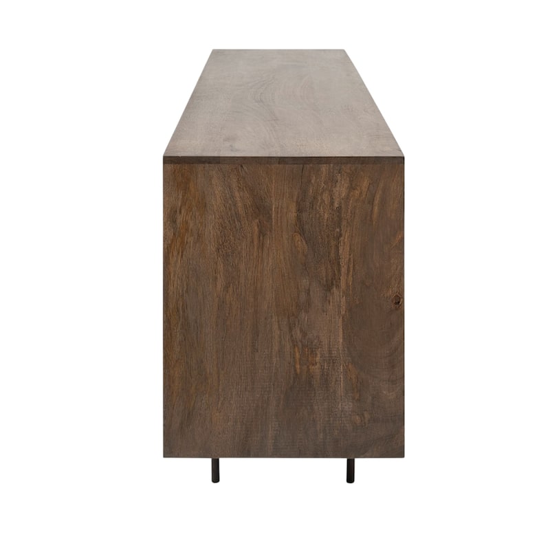 HomeRoots 70" Brown and Black Solid Wood Six Drawer Sideboard - 18' X '31' X '70