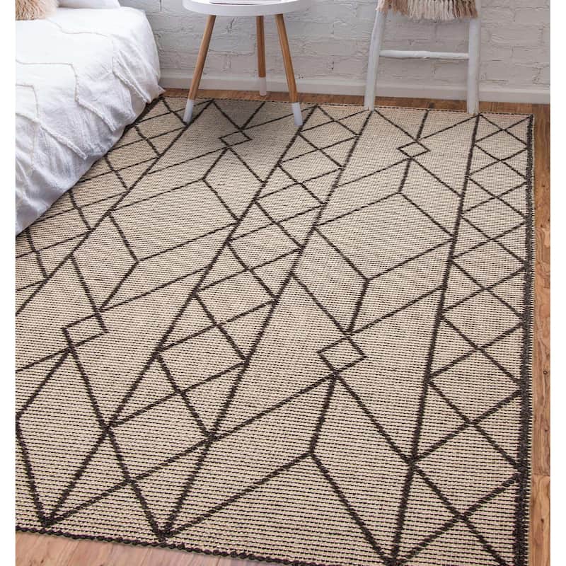 ECARPETGALLERY Braid weave Sienna Cream Wool Rug - 5'0 x 7'10