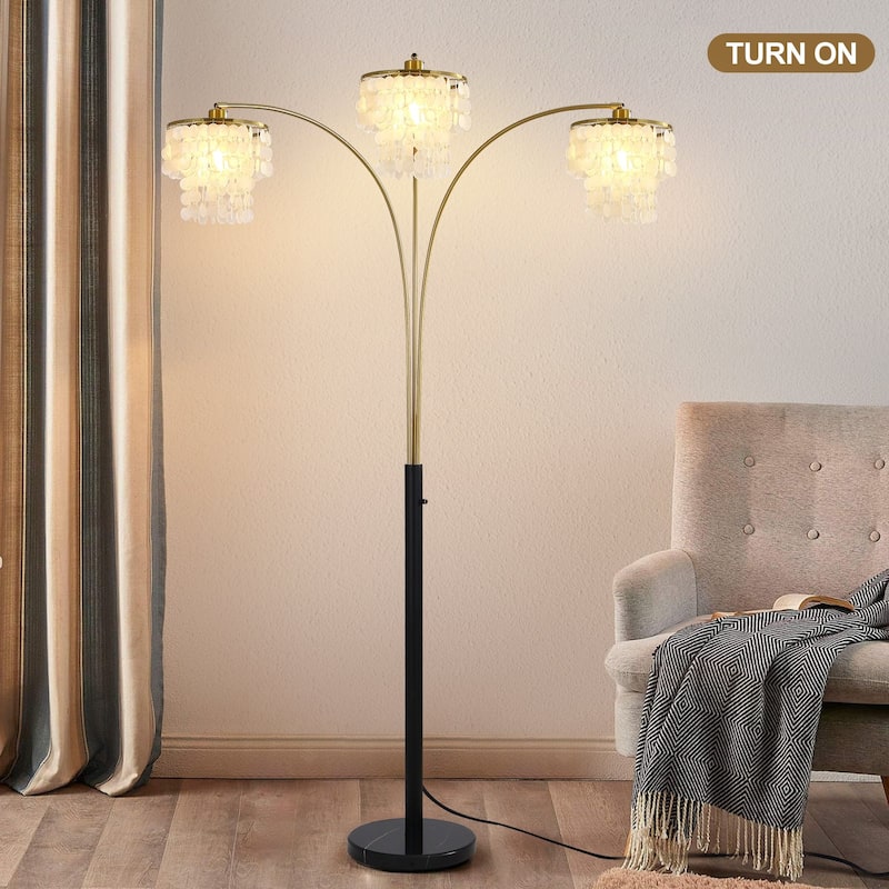 Brio 90" 3-Light Modern Gold Arc Floor Lamp - 90