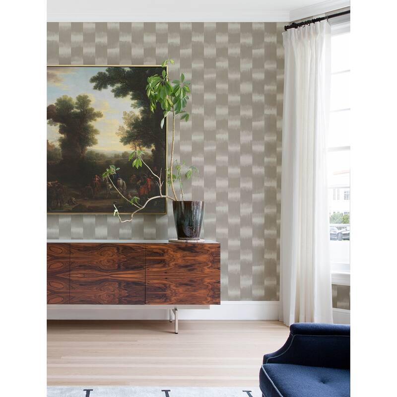 A-Street Prints Baldwin Taupe Shibori Stripe Wallpaper