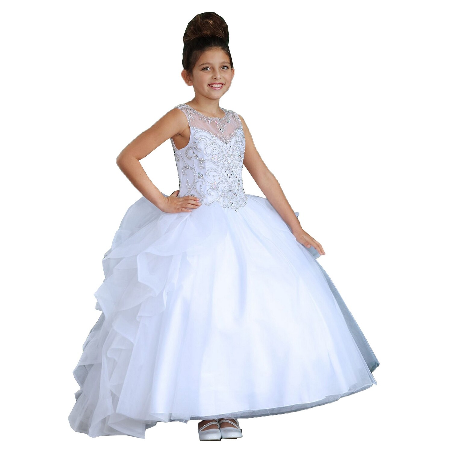 girls white ball gown