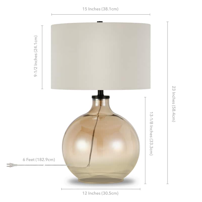 Lucia Table Lamp in Luster Glass with Linen Shade