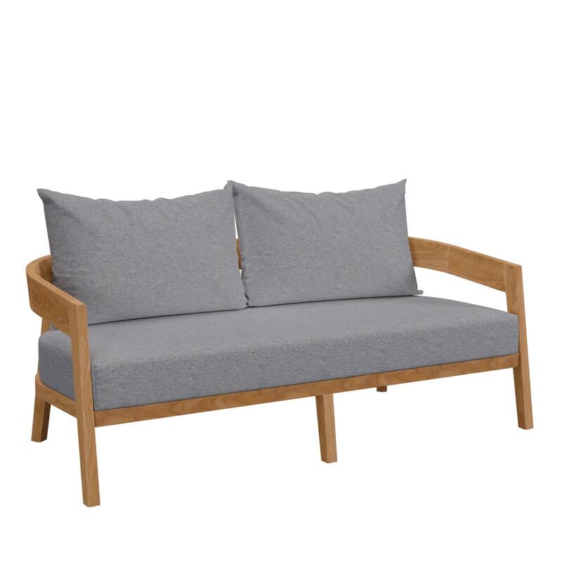 Brisbane Teak Wood Outdoor Patio Loveseat - Natural Gray