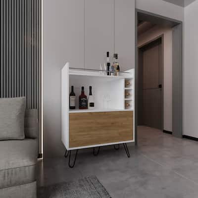 Bar Cabinet with Modern Finish, 1 Door, 4 Shelves with durable construction