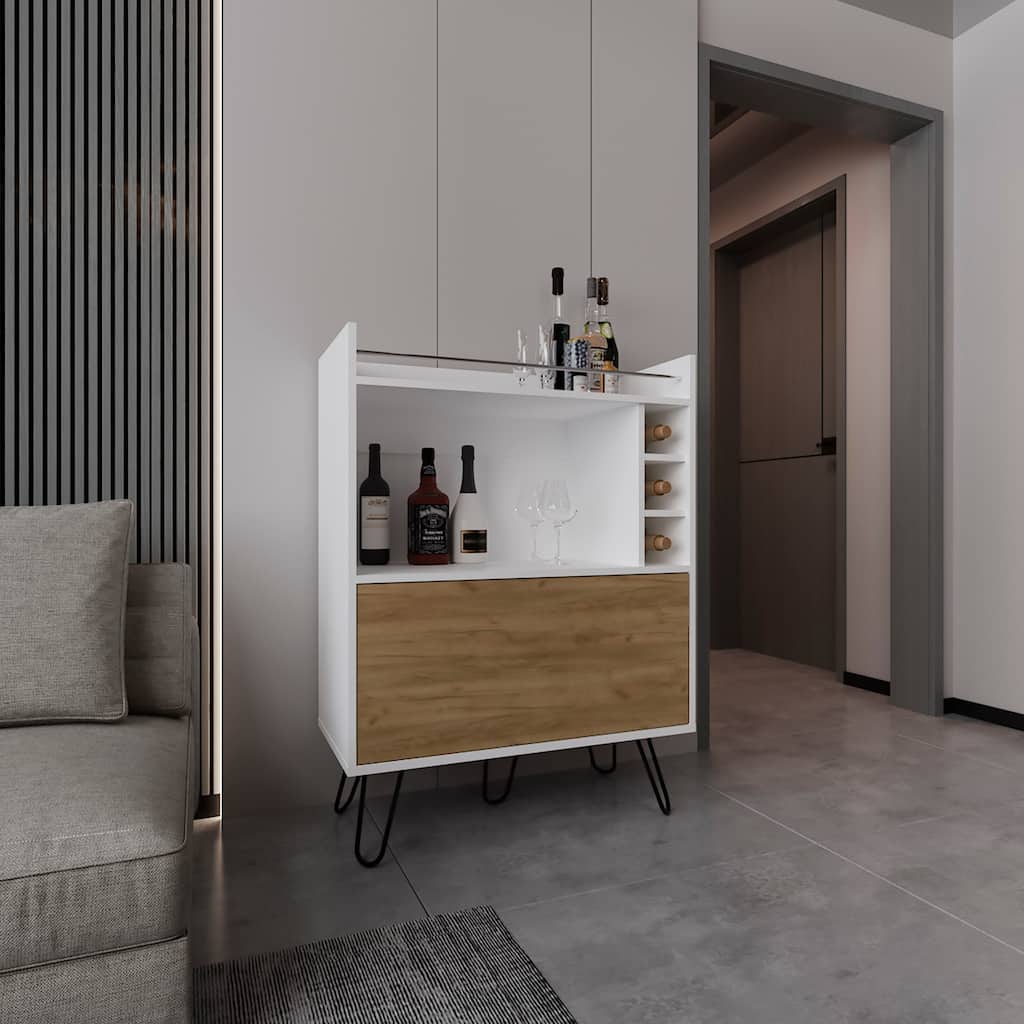 Bar Cabinet with Modern Finish, 1 Door, 4 Shelves with durable construction