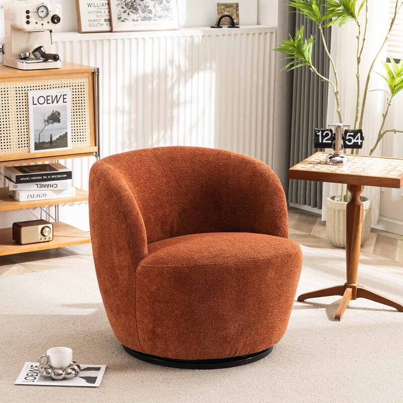 Swivel Accent Chair, Furry Round Barrel Chair