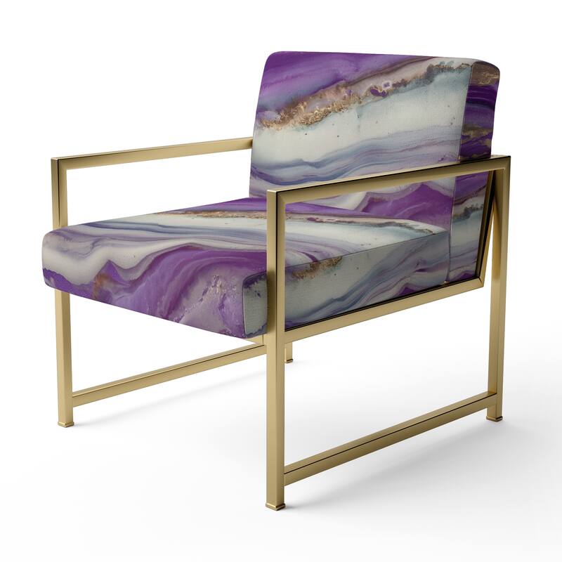 Designart "Coast Blue Sea Waves Watercolour" Upholstered Abstract Accent Chair - Modern Arm Chair For Bedroom