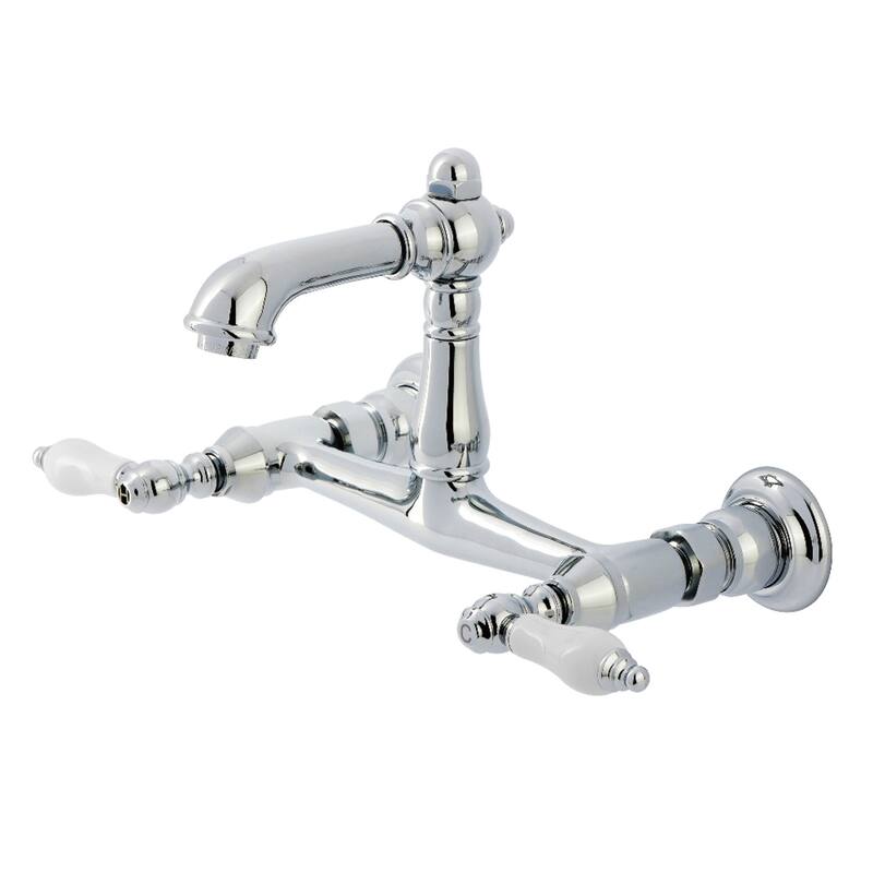 Kingston Brass English Country Two-Handle 2-Hole Wall Mount Bathroom Faucet - Polished Chrome