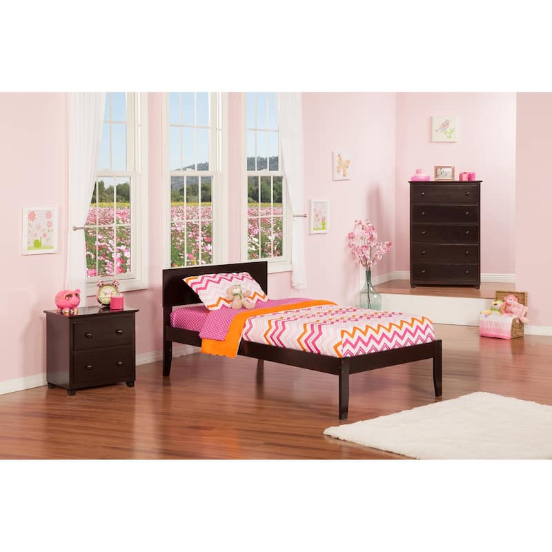 Platform Bed Frame with Footboard - Modern Style Bed