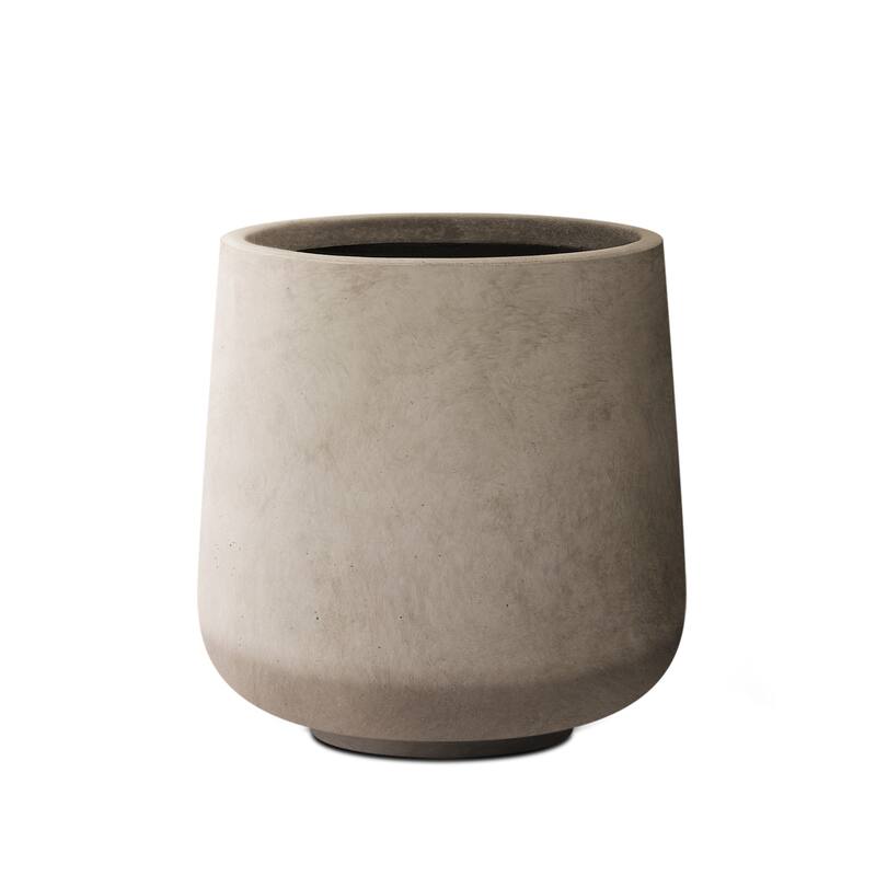 Plantara 13" H Round Concrete planter, Outdoor Modern Planter pot,Flower pot with Drainage Hole for Garden