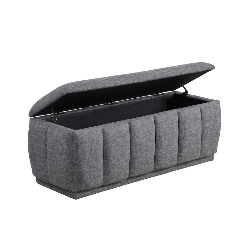 Modern Taupe Storage Bench Cushion Seat