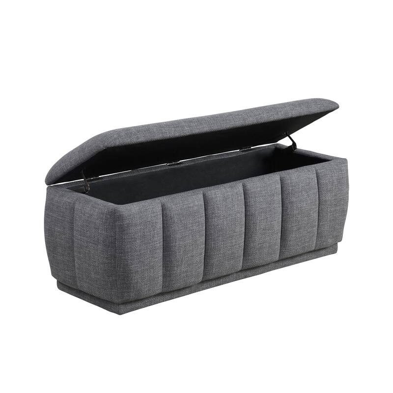Ottoman Storage Bench for Bedroom end of Bed, 47" Upholstered Fabric Ottoman Bench for Living Room, Bedroom, Entryway