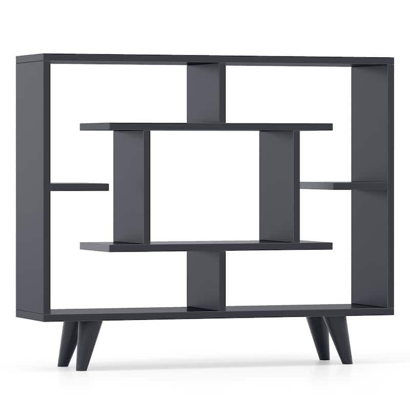Gymax Bookshelf Geometric Bookcase w/ Anti-Tipping Kit Storage