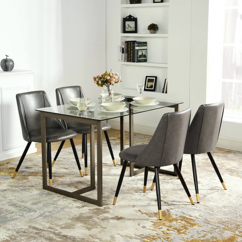 47 in.Tempered Glass Top Gold Base Elegant Dining Table