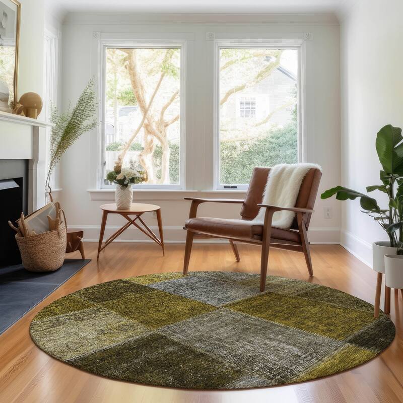 Premium Washable Super Soft Vintage Global Mayfield Rug - Mocha - 8' x 8' - Round