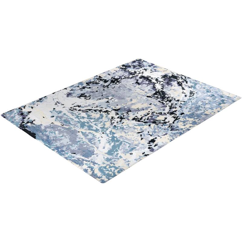 Modern One-of-a-Kind Hand-Knotted Area Rug - Gray, 9' 0" x 12' 1" - 9' 0" x 12' 1"