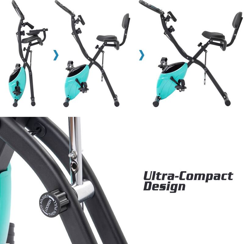 Upright Folding Exercise X-Bike with 16-Level Adjustable Resistance