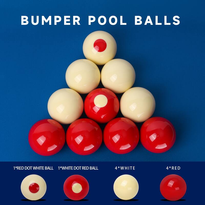 GSE™ 2-1/8" Regulation Size Bumper Pool Balls, Standard Set of 10 Billiard Ball Set - Bumper Pool Balls