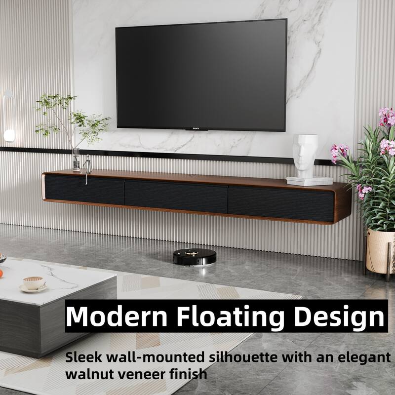 Modland 78" Modern Floating TV Stand Wall Mounted Media Control Center for Living Room - 78